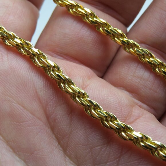 18k *925 Sterling Solid Rope Necklace - Picture 2 of 3